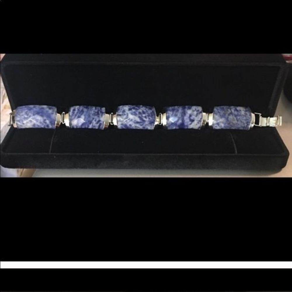 Vintage 925 Sterling‎ Silver Sodalite Bracelet